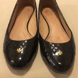 Tory Burch black patent flats